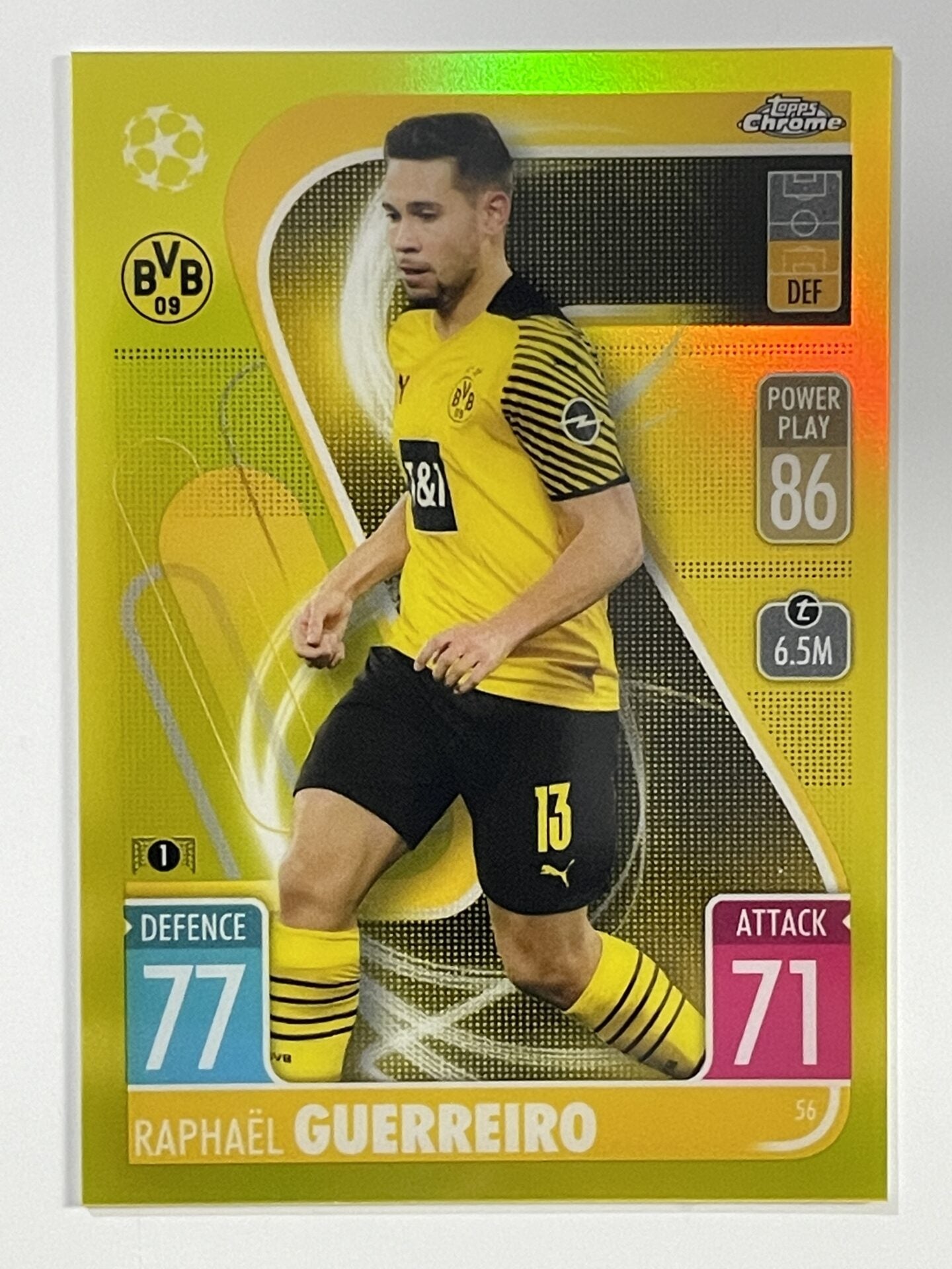 Raphael Guerreiro Yellow Parallel Topps Match Attax Chrome 2021 2022