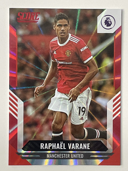Raphael Varane Manchester United Base Red Laser Parallel Panini Premier League Score 2021 2022