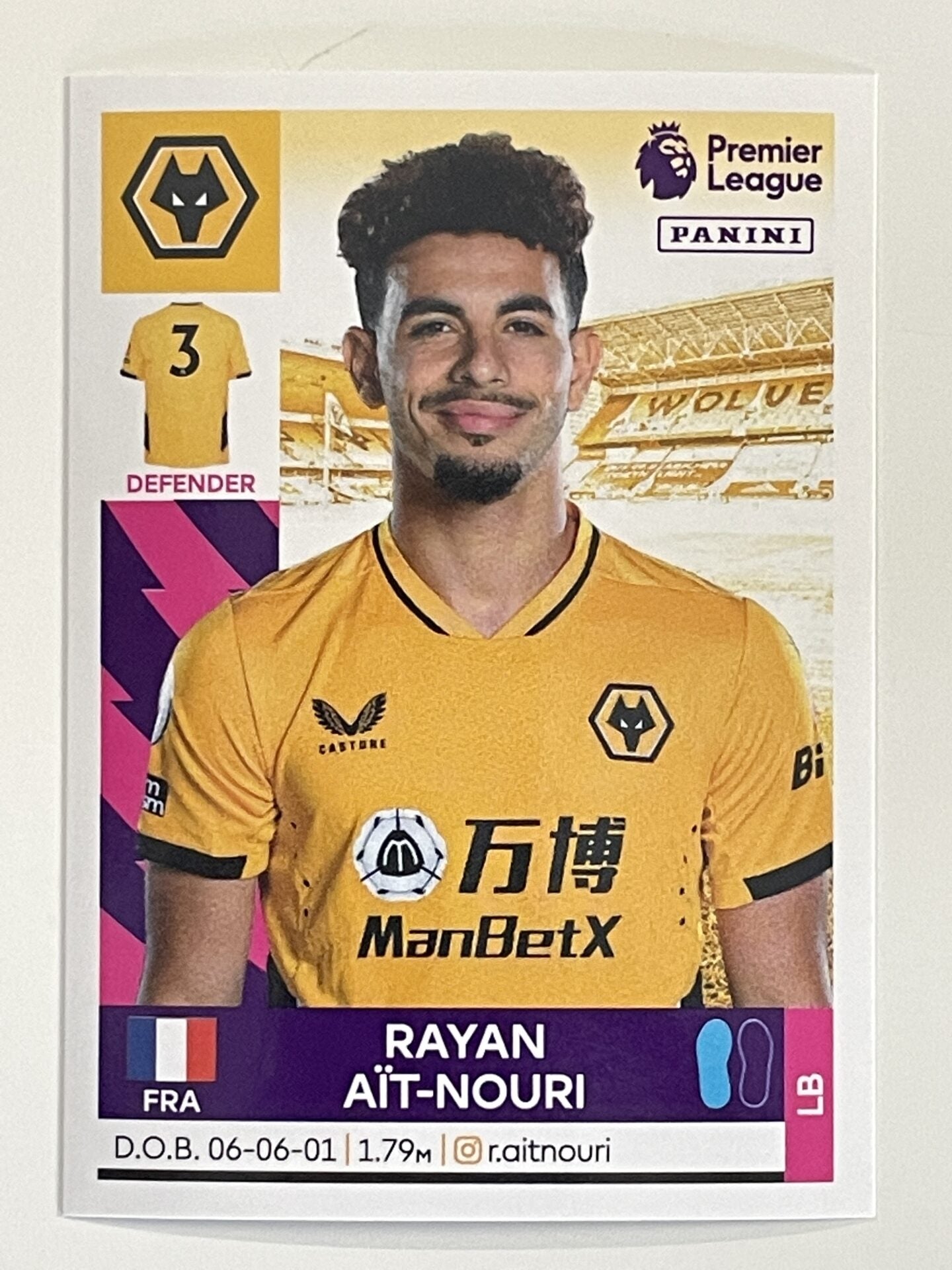 Panini Wolves 612 Rayan Ait-Nouri Base Wolves Panini Premier League 2022 Sticker ...
