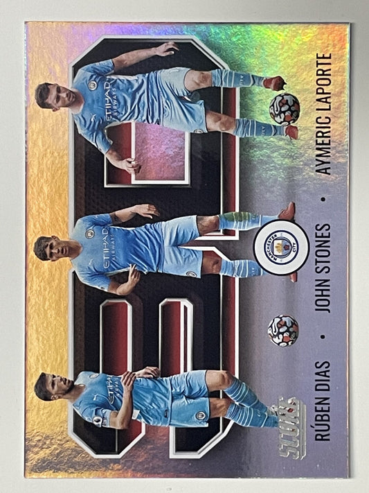 Ruben Dias John Stones Aymeric Laporte Manchester City 3D Panini Premier League Score 2021 2022