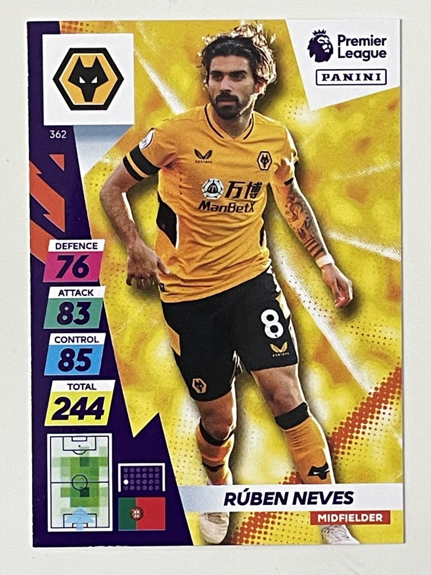 Panini Wolves 362 Rúben Neves Wolverhampton Wanderers Base Panini Adrenalyn XL Premi ...