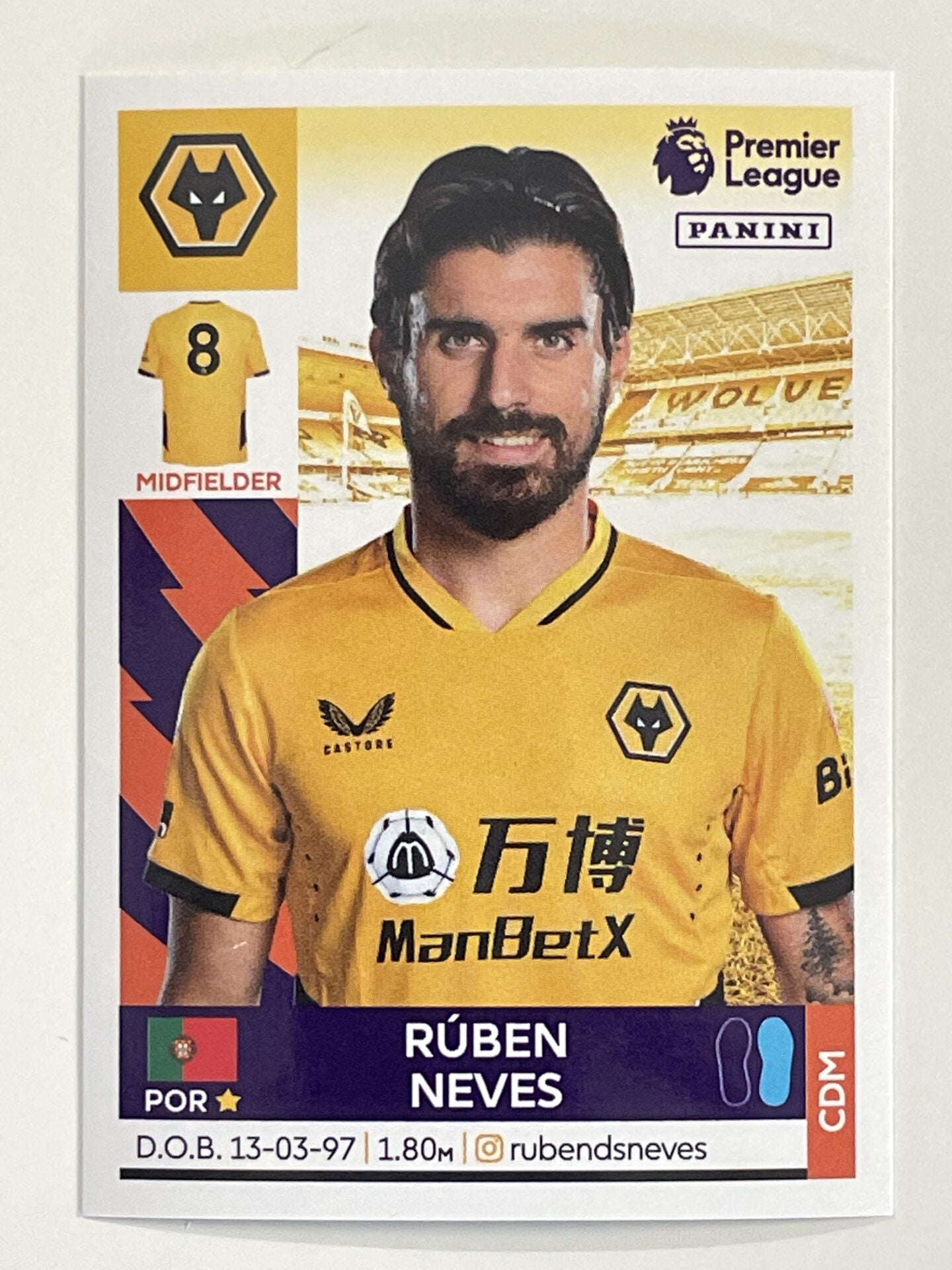 Panini Wolves 622 Ruben Neves Base Wolves Panini Premier League 2022 Sticker – Solve ...