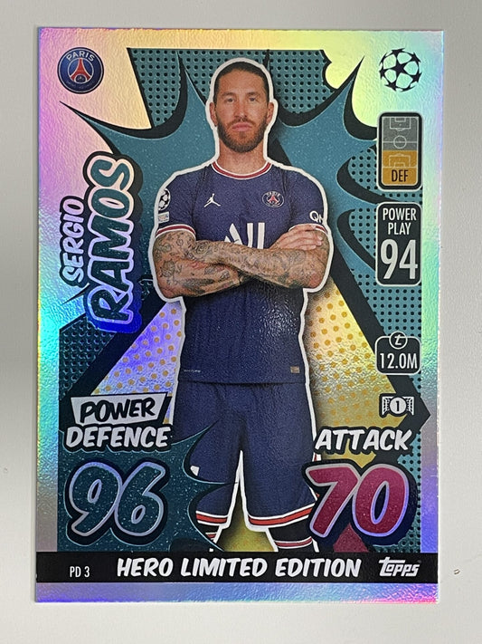 Segio Ramos PSG Hero Limited Edition Topps Match Attax Extra 2021:22 Champions League Card