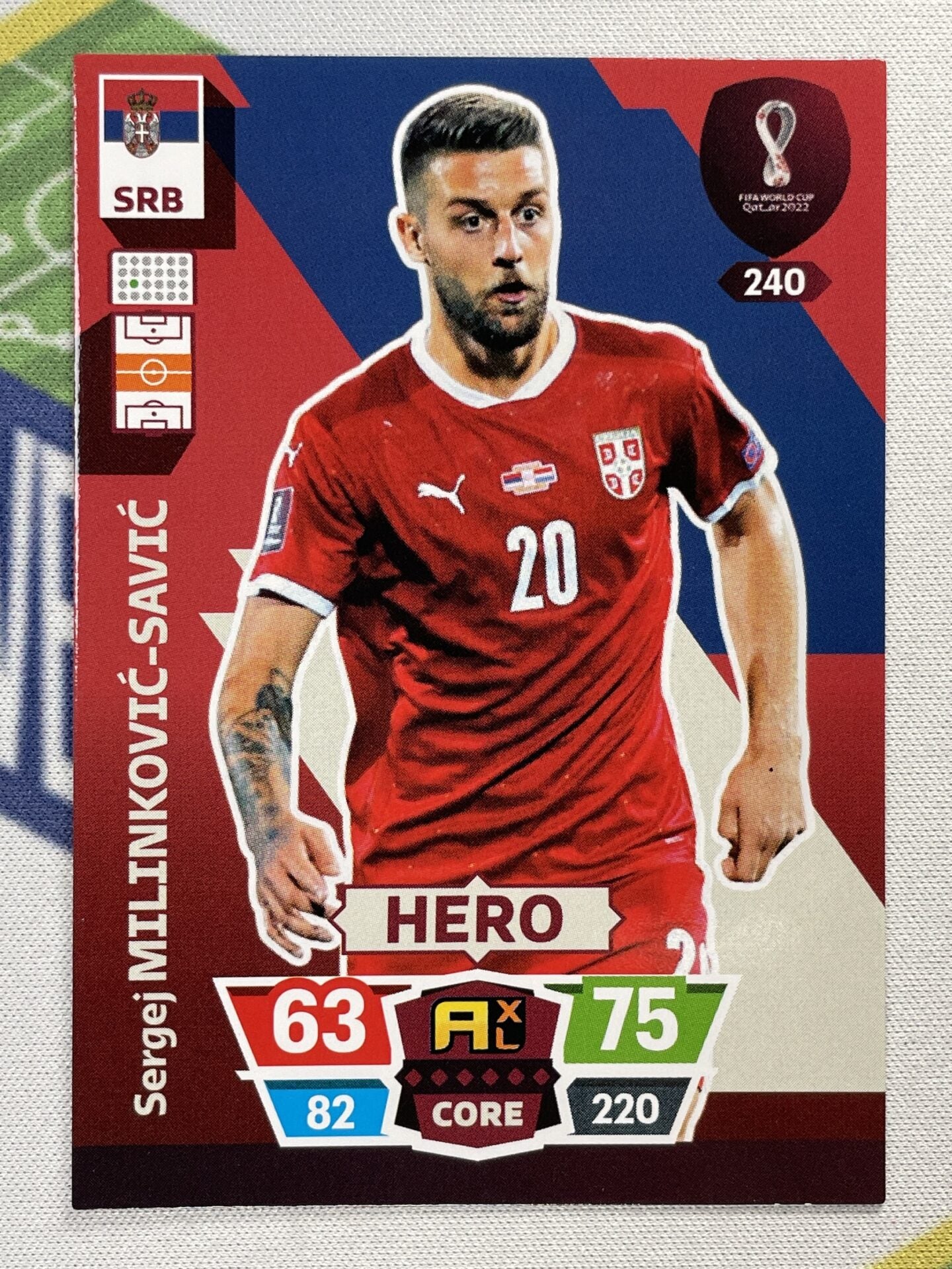 240 Sergej Milinković-Savić Serbia Hero Panini World Cup 2022 Adrenaly ...