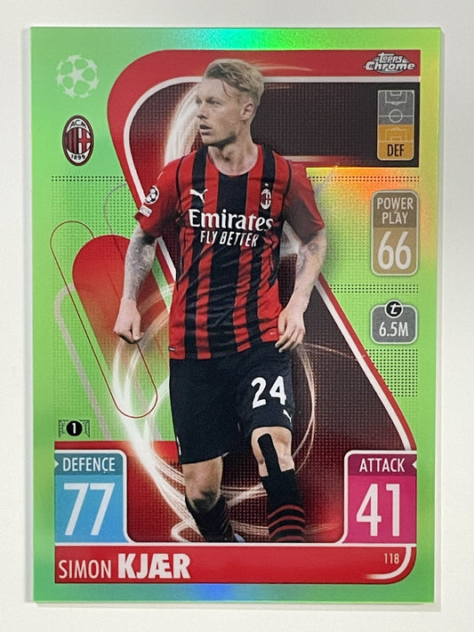 Simon Kjaer Neon Green Topps Match Attax Chrome 2021 2022