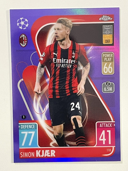 Simon Kjaer Purple Parallel Topps Match Attax Chrome 2021 2022
