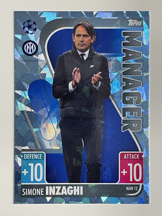 Simone Inzaghi Inter Milan Manager Crystal Foil Parallel Topps Match Attax Extra 2021:22 Champions League Card