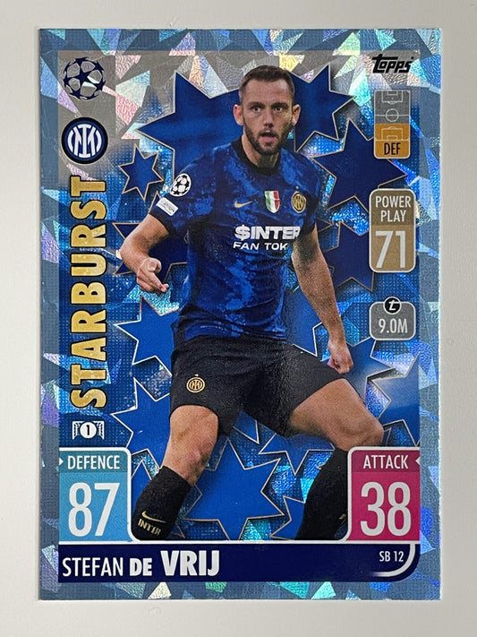 Stefan De Vrij Inter Milan Starburst Crystal Foil Parallel Topps Match Attax Extra 2021:22 Champions League Card
