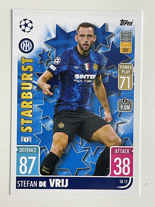 Stefan De Vrij Inter Milan Starburst Topps Match Attax Extra 2021:22 Champions League Card