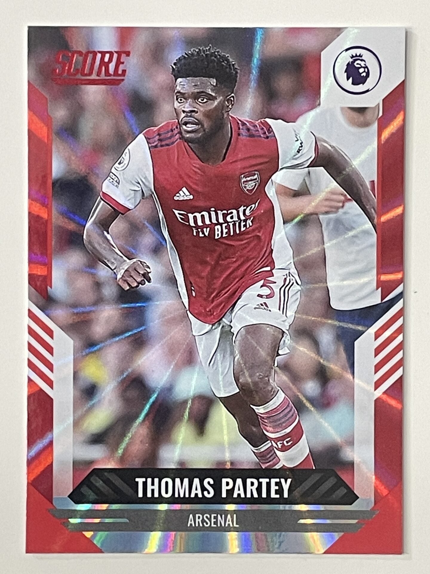 Thomas Partey Arsenal Base Red Laser Parallel Panini Premier League Score 2021 2022