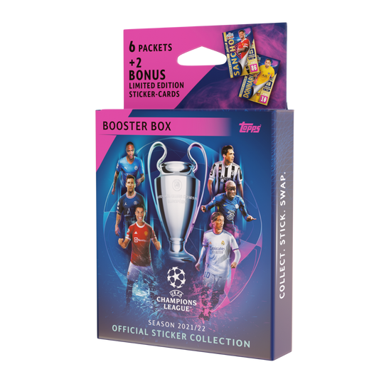 champions league booster box 2021-22 Topps UEFA Collection Soccer 7-Pack Blaster : Toys & Games card base set with the competitions greatest players and emerging rookies Topps Champions League 2021/22 Stickers