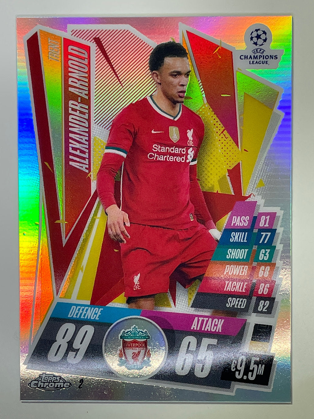 Trent Alexander-Arnold Refractor Topps Chrome Match Attax card Football