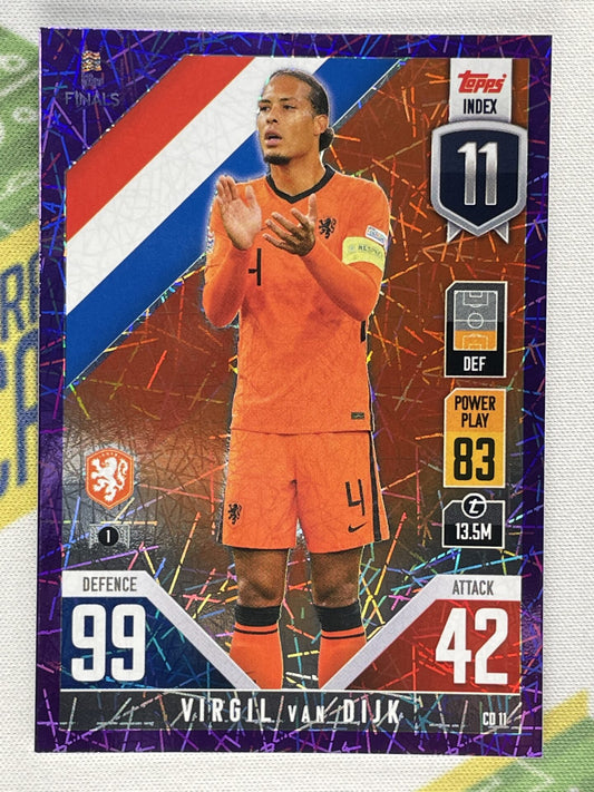 Virgil van Dijk Netherlands Purple Foil Parallel Topps Match Attax 101 Road to Nations League 2022 Card