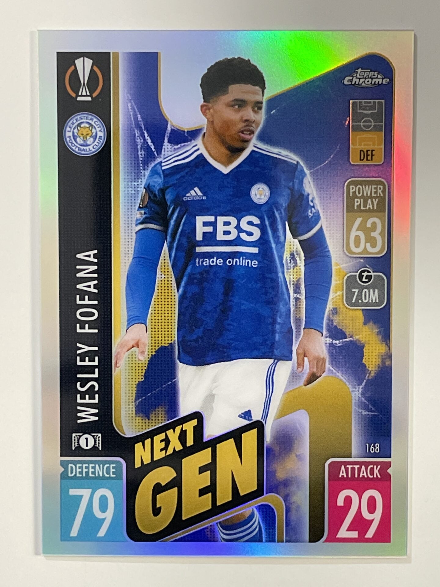 Wesley Fofana Next Gen Refractor Topps Match Attax Chrome 2021 2022