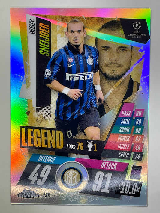 Wesley Sneijder Legend Refractor Topps Chrome Match Attax card Football
