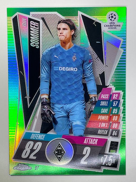 Yann Sommer Green Parallel 56:99 Topps Chrome Match Attax card Football