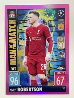 Andy Robertson Man of the Match Pink Parallel Topps Match Attax Chrome 2021 2022