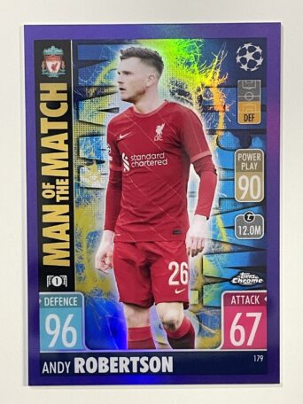 Andy Robertson Man of the Match Purple Parallel Topps Match Attax Chrome 2021 2022
