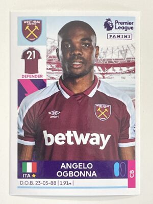 Angelo Ogbonna West Ham Panini Premier League 2022 Football Sticker