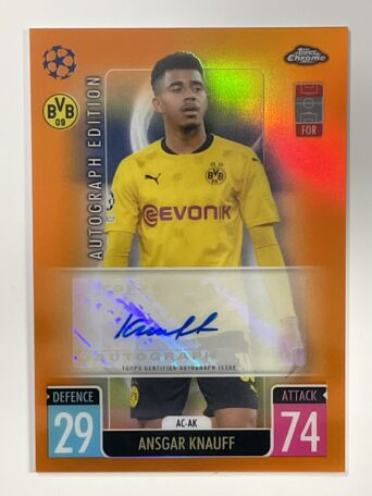 Ansgar Knauff Orange Parallel Autograph Borussia Dortmund Topps Match Attax Chrome 2021 2022