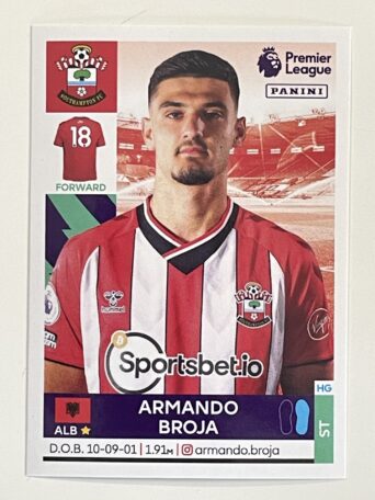 Armando Broja Southampton Panini Premier League 2022 Football Sticker