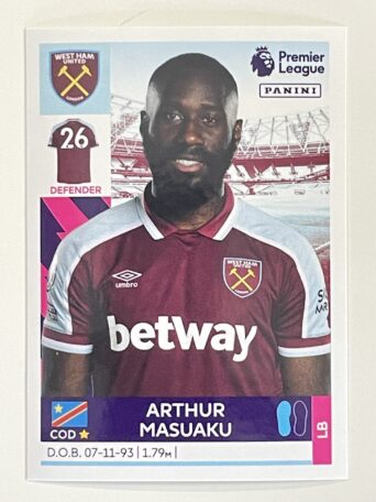 Arthur Masuaku West Ham Panini Premier League 2022 Football Sticker