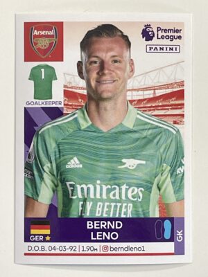 Bernd Leno Arsenal Panini Premier League 2022 Football Sticker