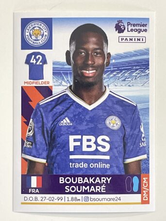 Boubakary Soumare Leicester City Panini Premier League 2022 Football Sticker