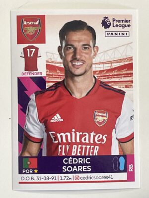 Cedric Soares Arsenal Panini Premier League 2022 Football Sticker