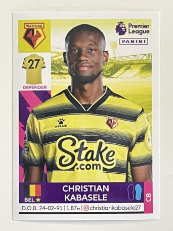 Christian Kabasele Watford Panini Premier League 2022 Football Sticker