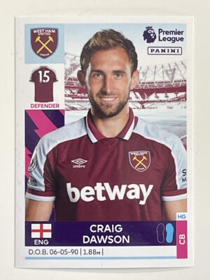 Craig Dawson West Ham Panini Premier League 2022 Football Sticker