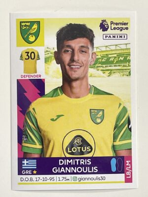 Dimitris Giannoulis Norwich City Panini Premier League 2022 Football Sticker