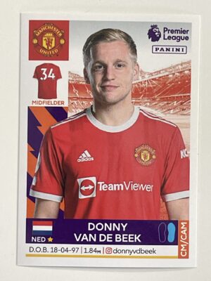 Donny Van De Beek Manchester United Panini Premier League 2022 Football Sticker