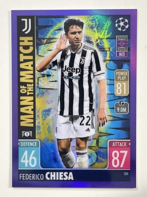 Federico Chiesa Man of the Match Purple Parallel Topps Match Attax Chrome 2021 2022