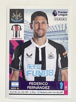 Federico Fernandez Newcastle United Panini Premier League 2022 Football Sticker
