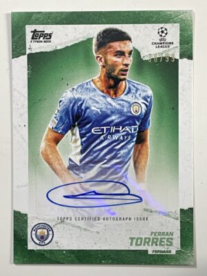 Ferran Torres Manchester City 38:99 Autograph Parallel Topps Gold 2021 UEFA Champions League Football Card