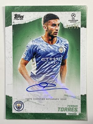 Ferran Torres Manchester City 91:99 Autograph Parallel Topps Gold 2021 UEFA Champions League Football Card