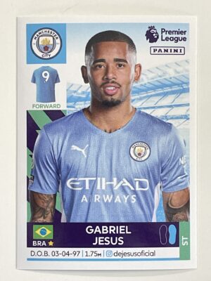 Gabriel Jesus Manchester City Panini Premier League 2022 Football Sticker