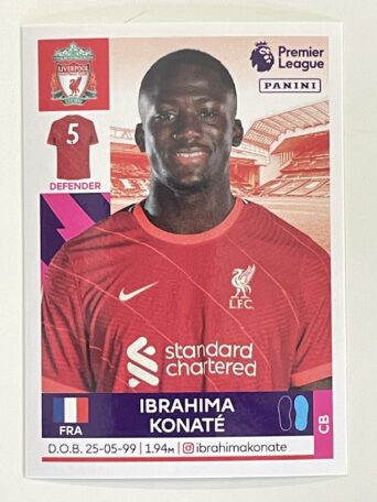 Ibrahima Konate Liverpool Panini Premier League 2022 Football Sticker
