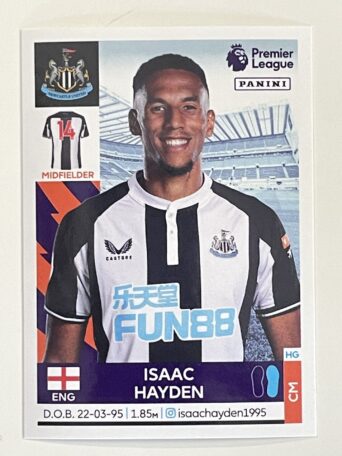 Isaac Hayden Newcastle United Panini Premier League 2022 Football Sticker