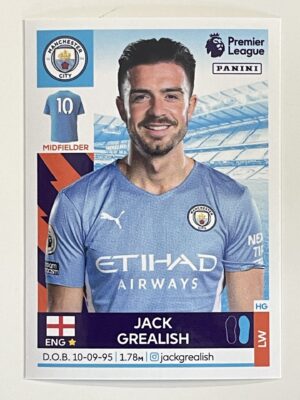 Jack Grealish Manchester City Panini Premier League 2022 Football Sticker