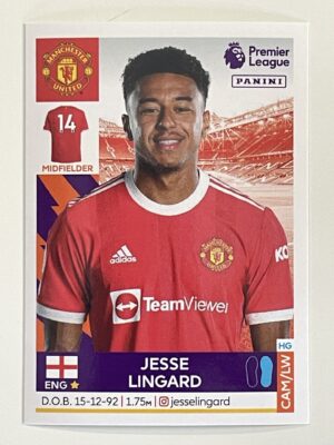 Jesse Lingard Manchester United Panini Premier League 2022 Football Sticker
