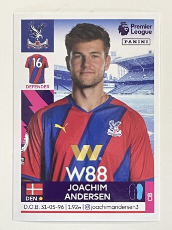 Joachim Andersen Crystal Palace Panini Premier League 2022 Football Sticker
