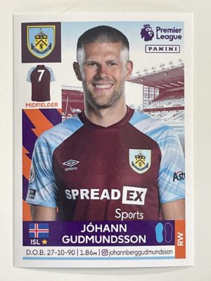 Johann Gudmundsson Burnley Panini Premier League 2022 Football Sticker