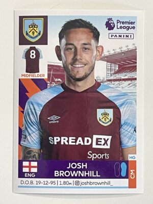 Josh Brownhill Burnley Panini Premier League 2022 Football Sticker