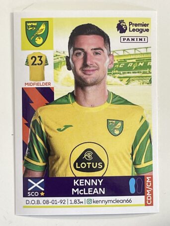 Kenny McLean Norwich City Panini Premier League 2022 Football Sticker