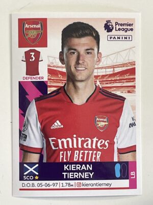 Kieran Tierney Arsenal Panini Premier League 2022 Football Sticker