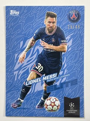 Lionel Messi PSG 25:49 Elite Topps Gold 2021 UEFA Champions League Football Card