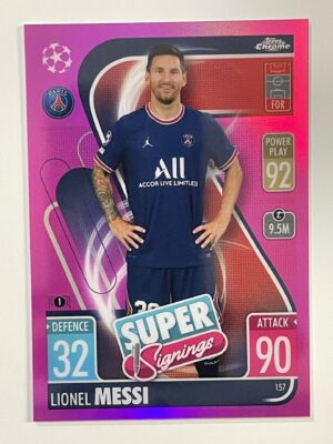 Lionel Messi Pink Parallel Topps Match Attax Chrome 2021 2022