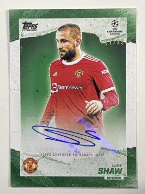 Luke Shaw Manchester United 07:99 Autograph Parallel Topps Gold 2021 UEFA Champions League Football Card